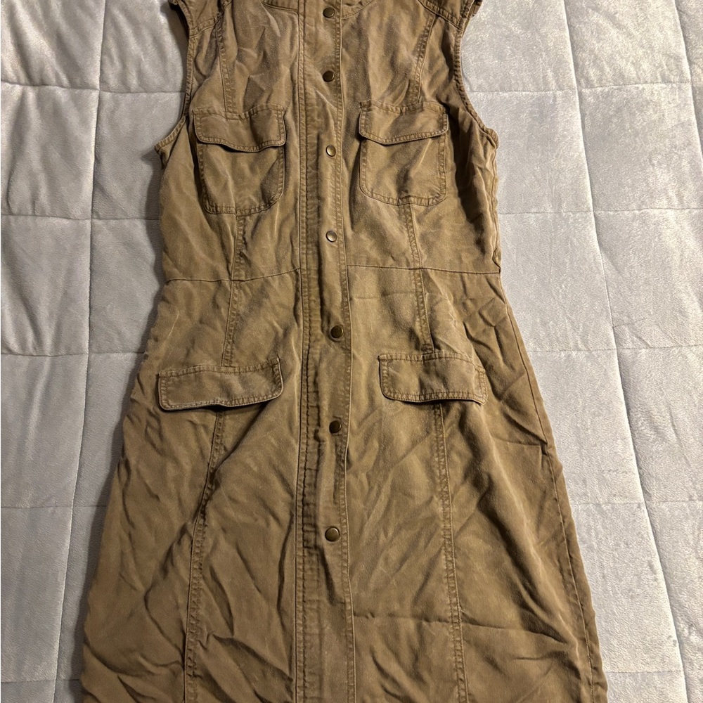 Calvin Klein Tan Utility Strapless Dress